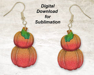 Ombre Glitter Double Pumpkin Printable Earring | Sublimation Designs Download | Digital Download | God Rocks® Designs