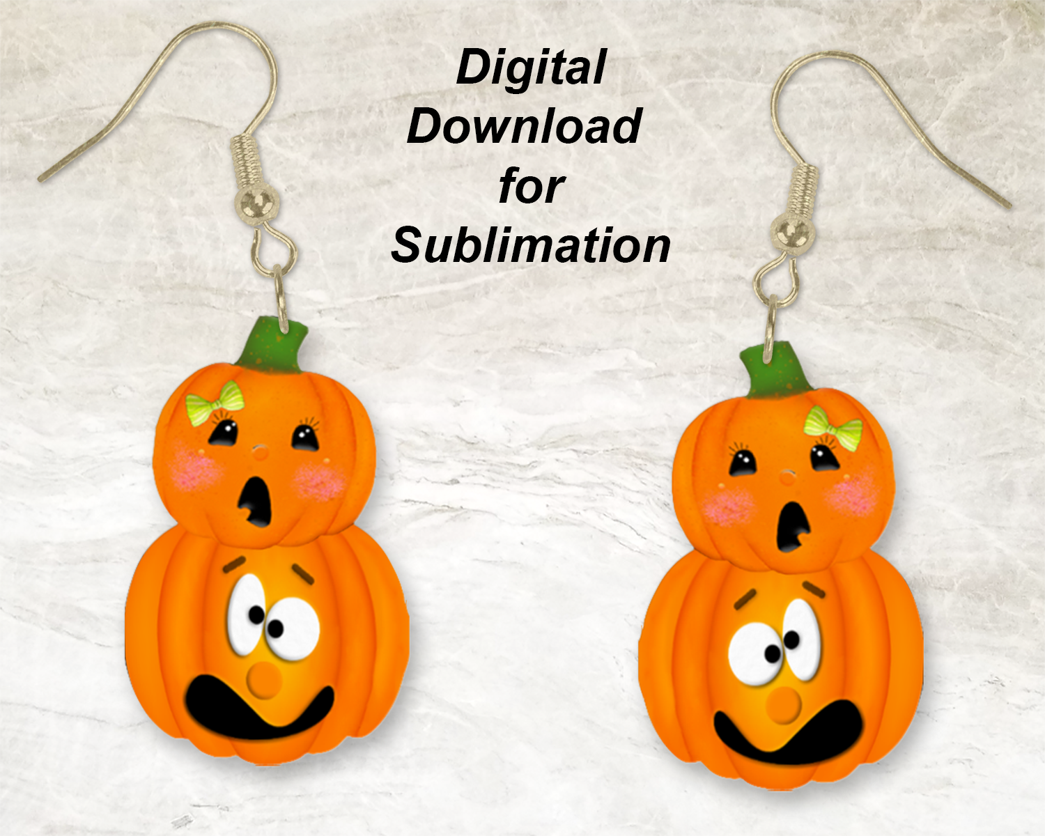 Crazy Double Pumpkin Printable Earring Sublimation Design | Digital Download 300 dpi PNG JPG | Ready to Print and Press Earring