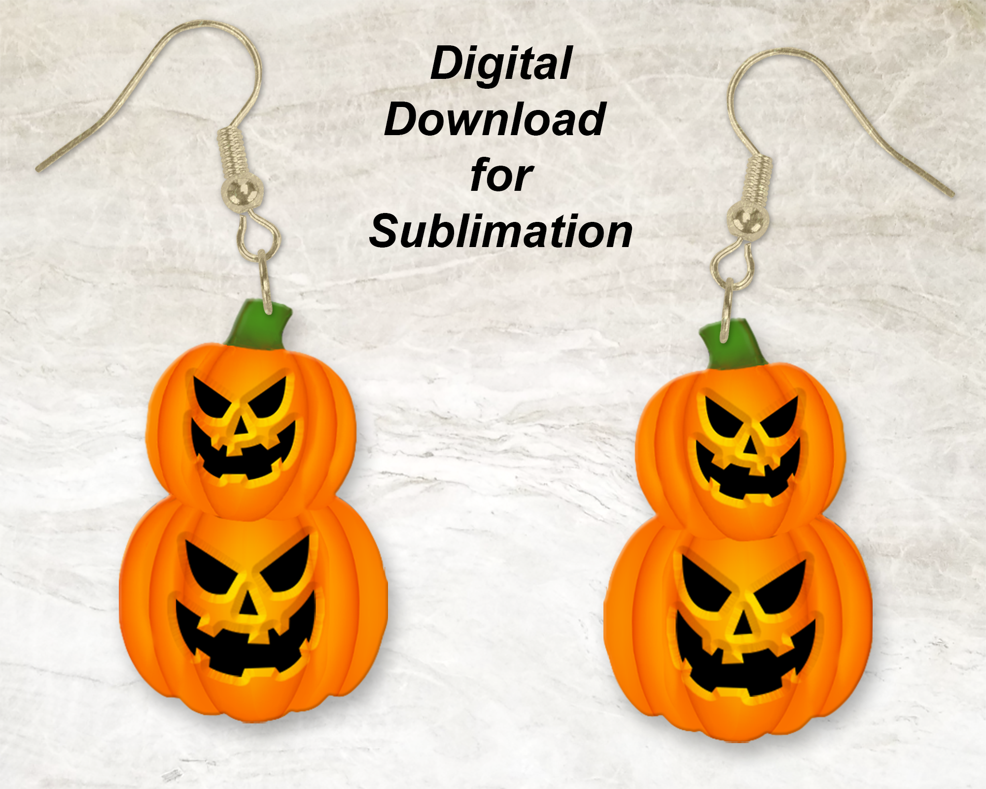 Jack O'Lantern Double Pumpkin Printable Earring | Sublimation Designs Download | Digital Download | God Rocks® Designs