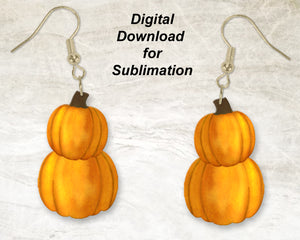 Watercolor Double Pumpkin Printable Earring | Sublimation Designs Download | Digital Download | God Rocks® Designs