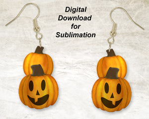 Watercolor Jack O'Lantern Double Pumpkin Printable Earring | Sublimation Designs Download | Digital Download | God Rocks® Designs