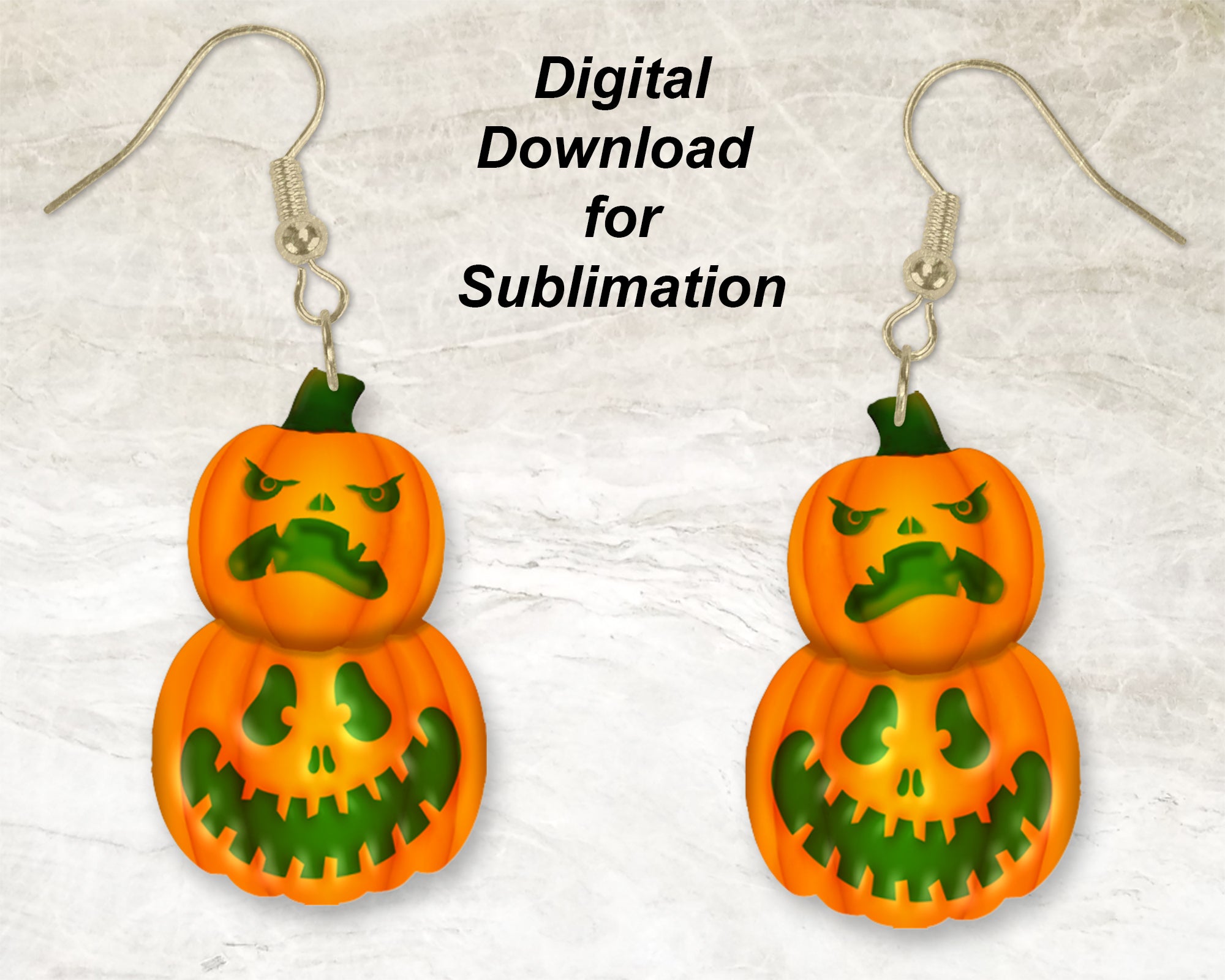 Scary Double Pumpkin Printable Earring | Sublimation Designs Download | Digital Download | God Rocks® Designs