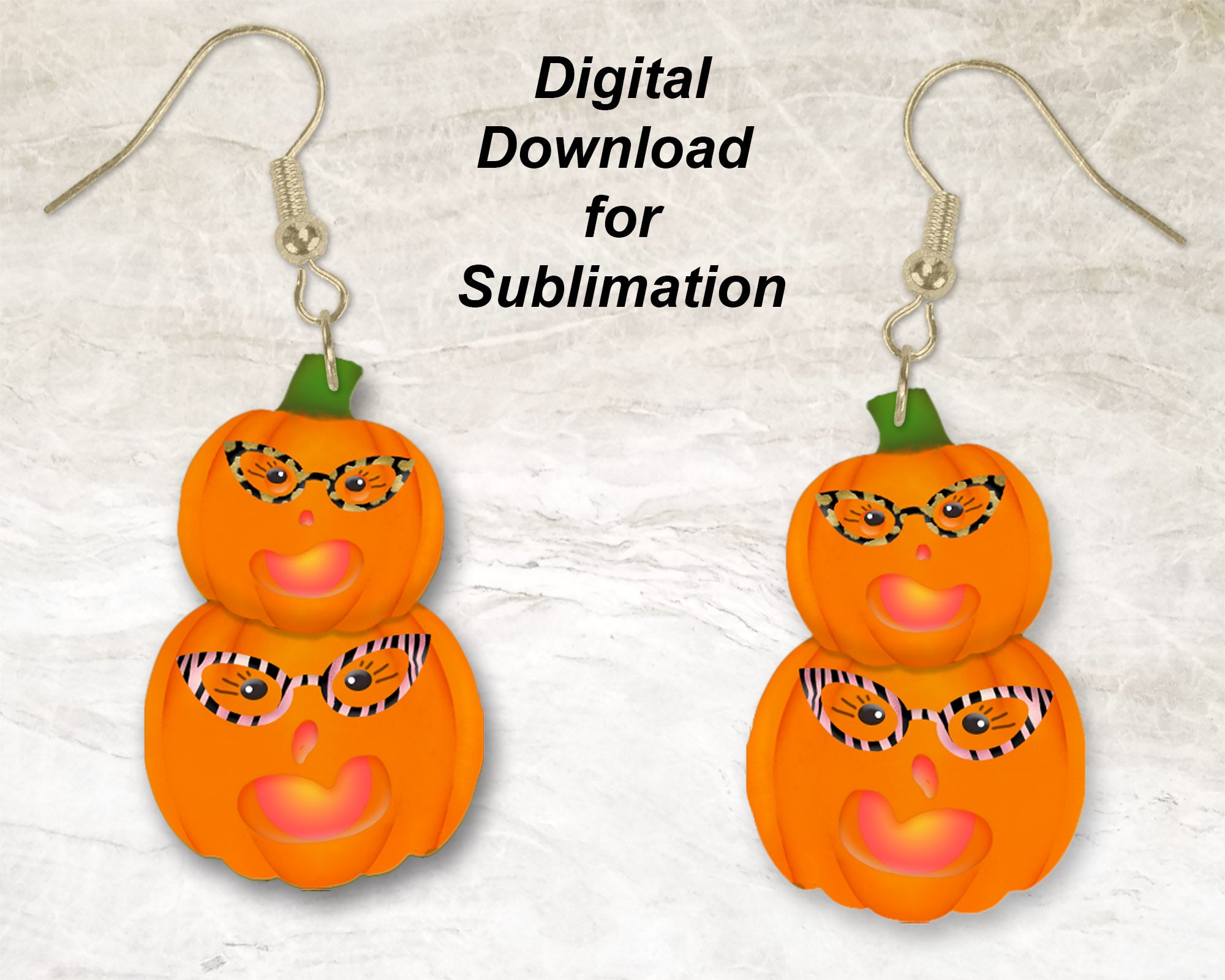 Sassy Double Pumpkin Printable Earring | Sublimation Designs Download | Digital Download | God Rocks® Designs