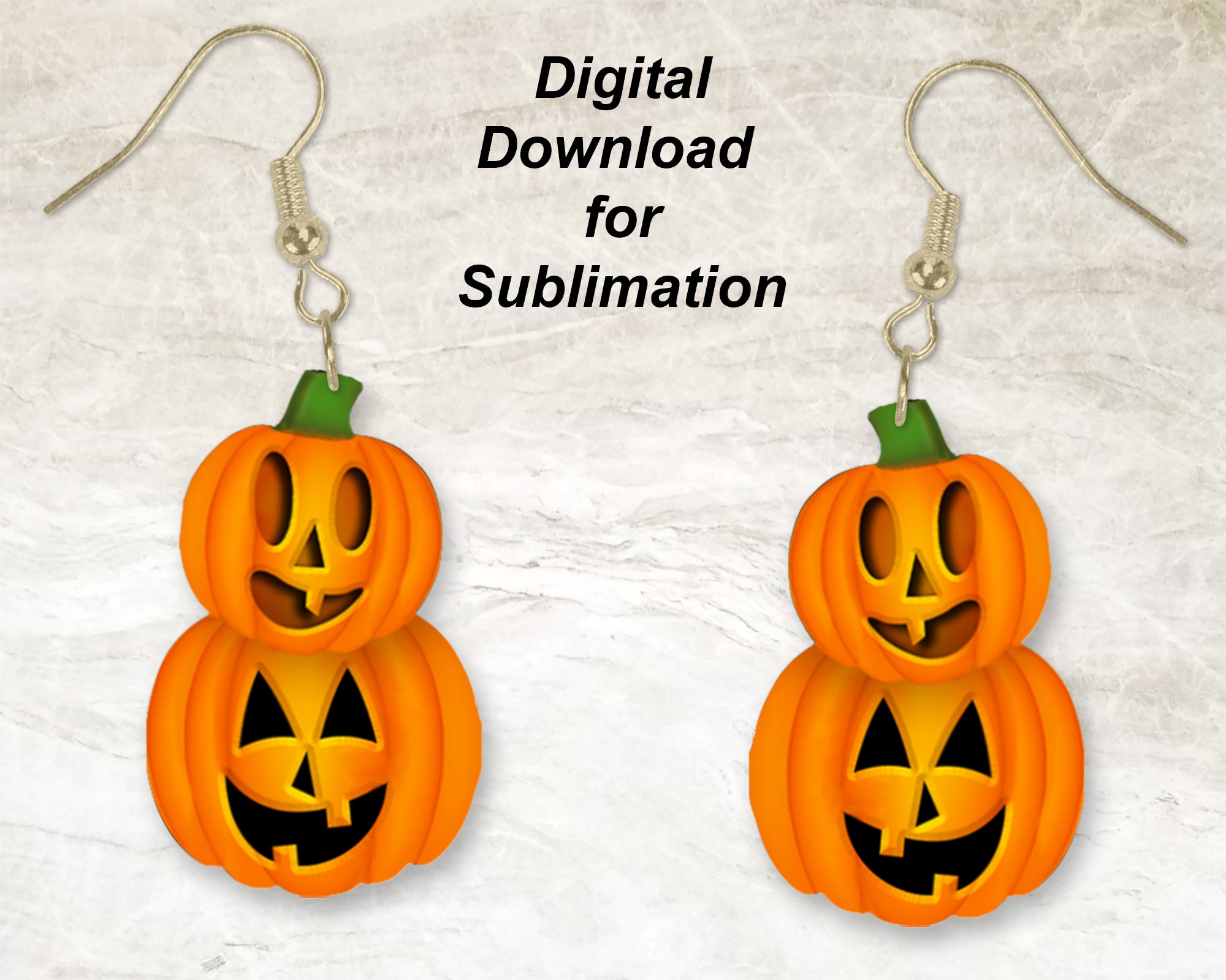 Smiling Double Pumpkin Printable Earring | Sublimation Designs Download | Digital Download | God Rocks® Designs