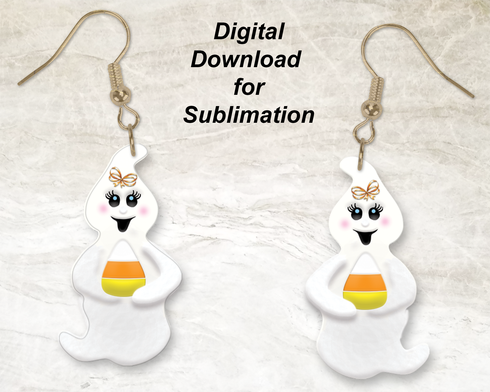 Ghost Earring with Candy Corn Sublimation Design-Digital Download 300 dpi PNG-Ready to Print-God Rocks® Designs