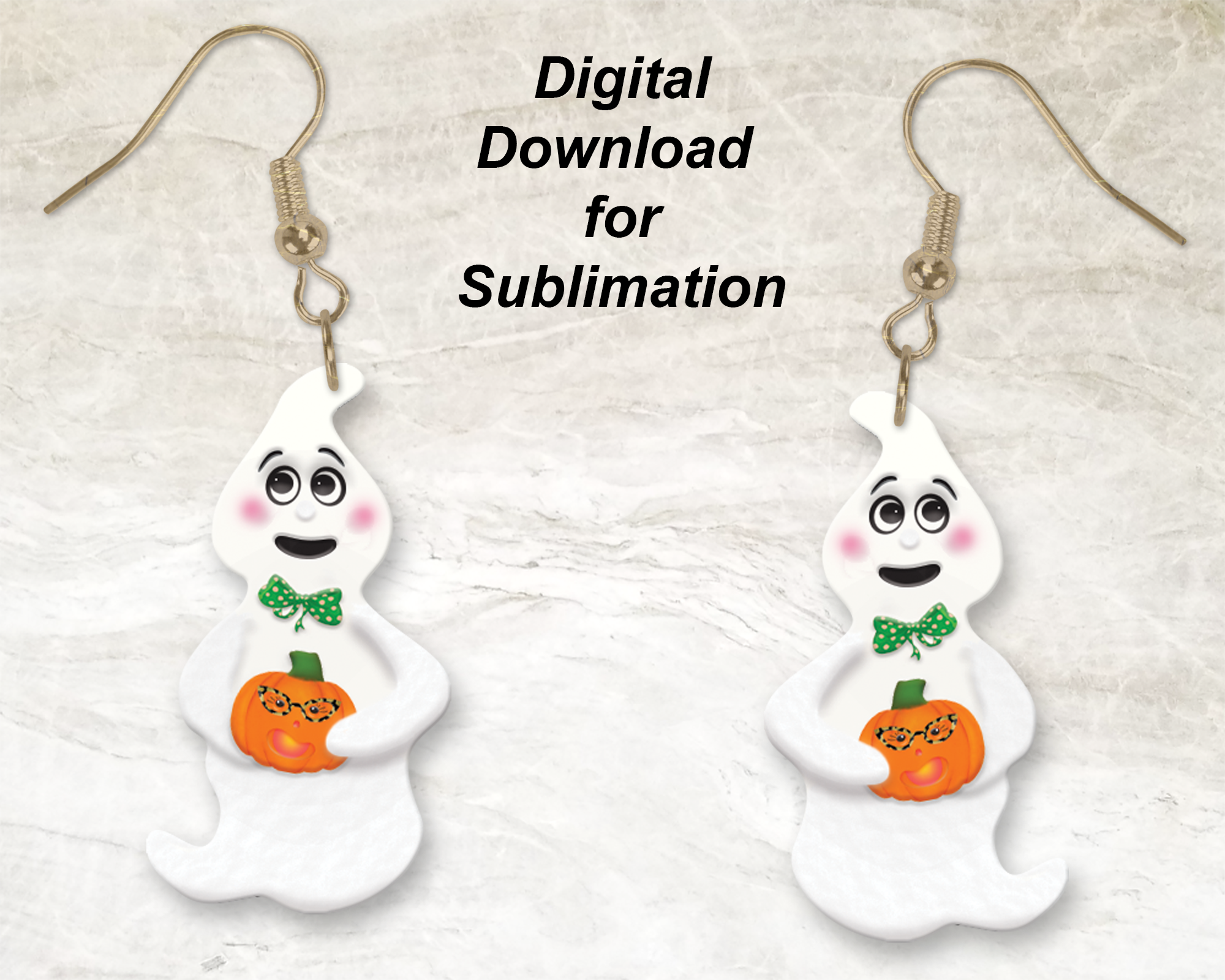 Ghost Earring with Sassy Pumpkin Sublimation Design | Digital Download | Printable Ghost Earrings | God Rocks® Designs