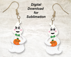 Ghost Earring with Sassy Pumpkin Sublimation Design | Digital Download | Printable Ghost Earrings | God Rocks® Designs