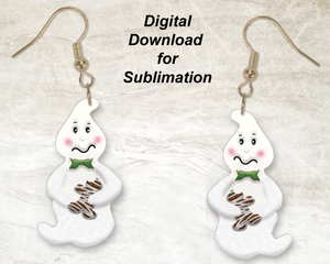 Ghost  with Gingerbread Mummy Sublimation Earrings | Printable Earrings for Halloween | Digital Download | God Rocks®