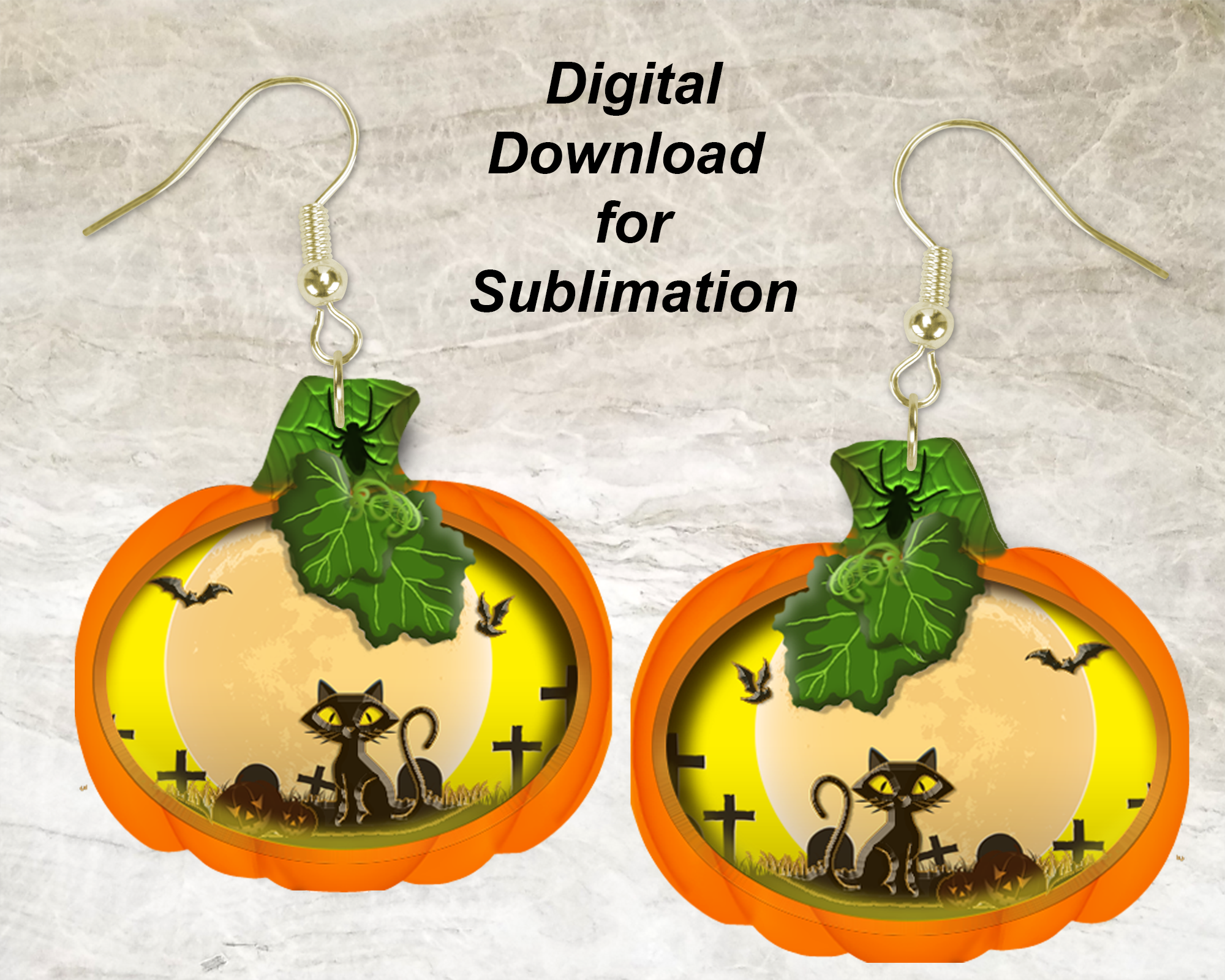 Halloween Scene Pumpkin Sublimation Design | Printable Earring | Digital Download | God Rocks Designs