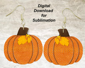 Harvest Pumpkin Printable Earring Sublimation Design | Digital Download 300 dpi PNG JPG | Ready to Print and Press Earring