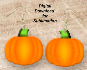 Shiny Pumpkin Printable Earring Sublimation Design | Digital Download 300 dpi PNG JPG | Ready to Print and Press Earring