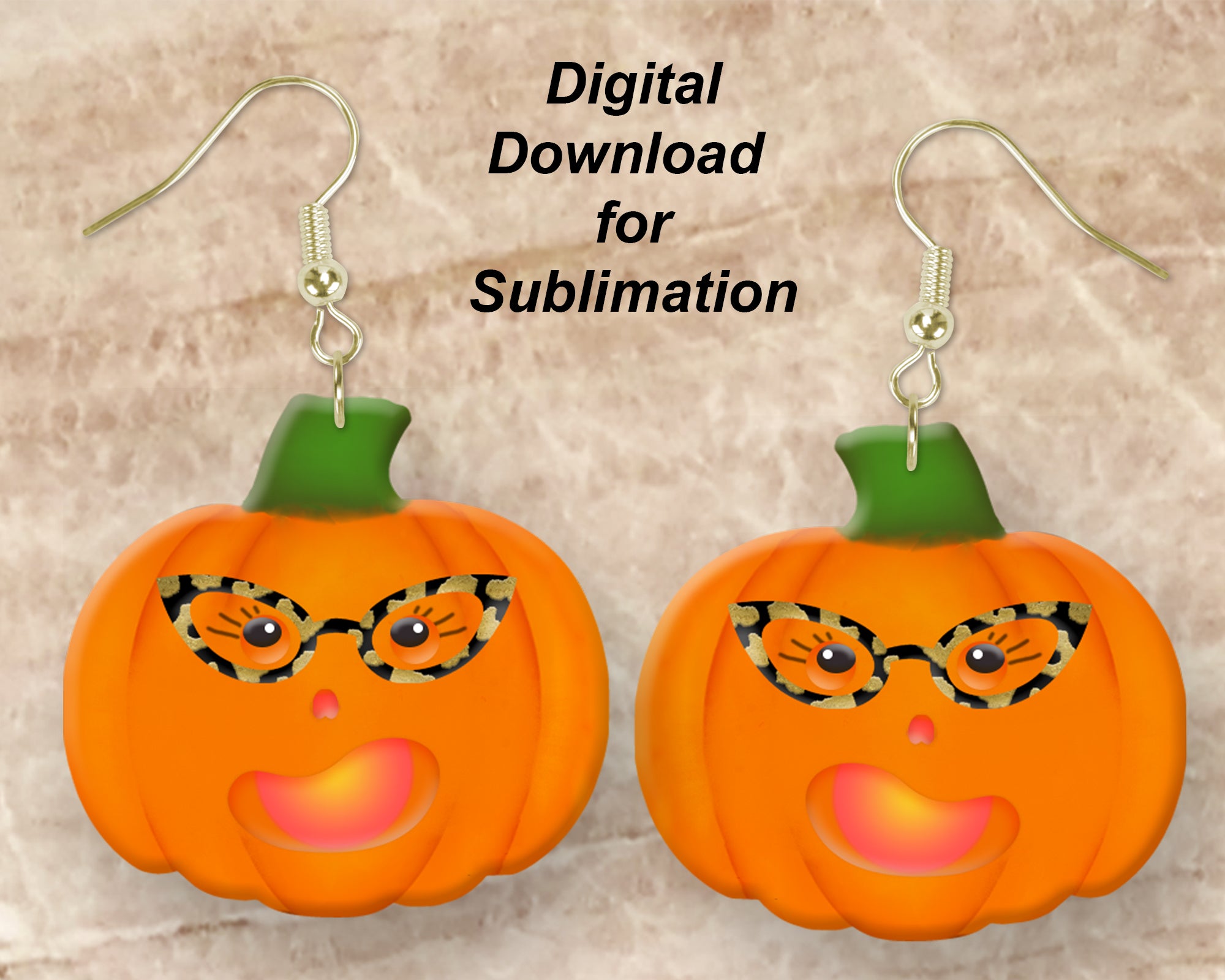 Miss Sassy Pumpkin Printable Earring Sublimation Design | Digital Download 300 dpi PNG JPG | Ready to Print and Press Earring