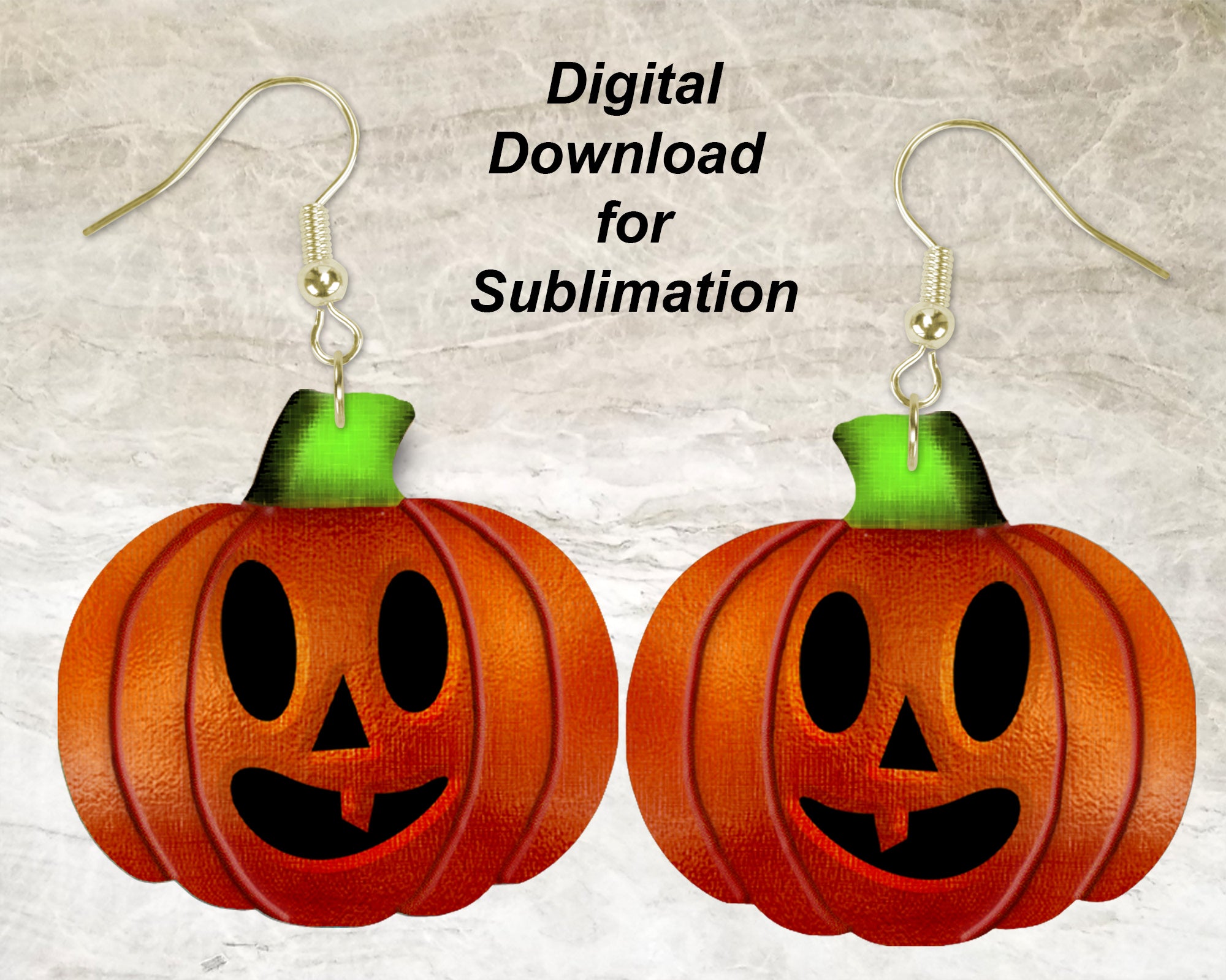 Burnt Orange Pumpkin with Face Printable Earring Sublimation Design | Digital Download 300 dpi PNG JPG | Ready to Print and Press Earring