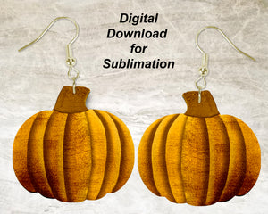 Golden Pumpkin Printable Earring Sublimation Design | Digital Download 300 dpi PNG JPG | Ready to Print and Press Earring