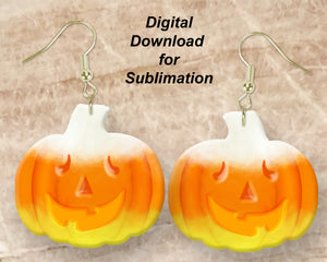 Candy Corn Pumpkin Face Printable Earring Sublimation Design | Digital Download 300 dpi PNG JPG | Ready to Print and Press Earring