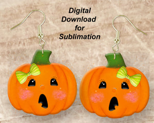 Surprised Pumpkin Earring Sublimation Design | Digital Download | Printable Earrings | God Rocks 3D Designs