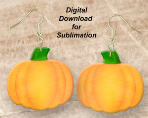 Yellow Watercolor Pumpkin Printable Earring Sublimation Design | Digital Download 300 dpi PNG JPG | Ready to Print and Press Earring