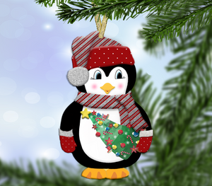 Red Silver Penguin Ornament Printable Ornament Sublimation Design | Digital Download 300 dpi PNG JPG | Ready to Print and Press Earring