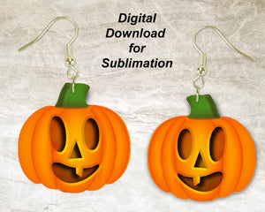 Oval Eyes Pumpkin Printable Earring Sublimation Design | Digital Download 300 dpi PNG JPG | Ready to Print and Press Earring