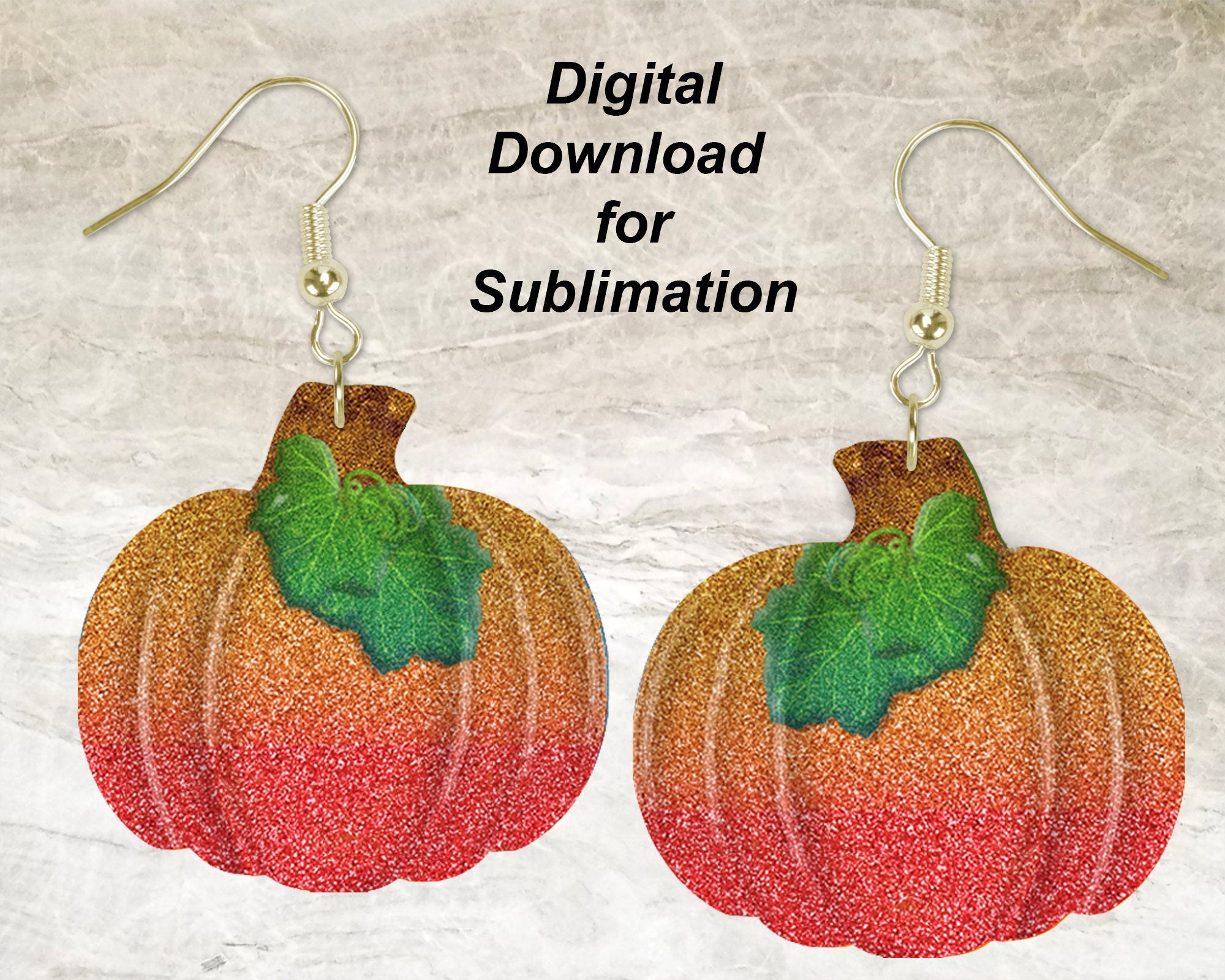 Ombre Glitter Pumpkin Printable Earring Sublimation Design | Digital Download 300 dpi PNG JPG | Ready to Print and Press Earring