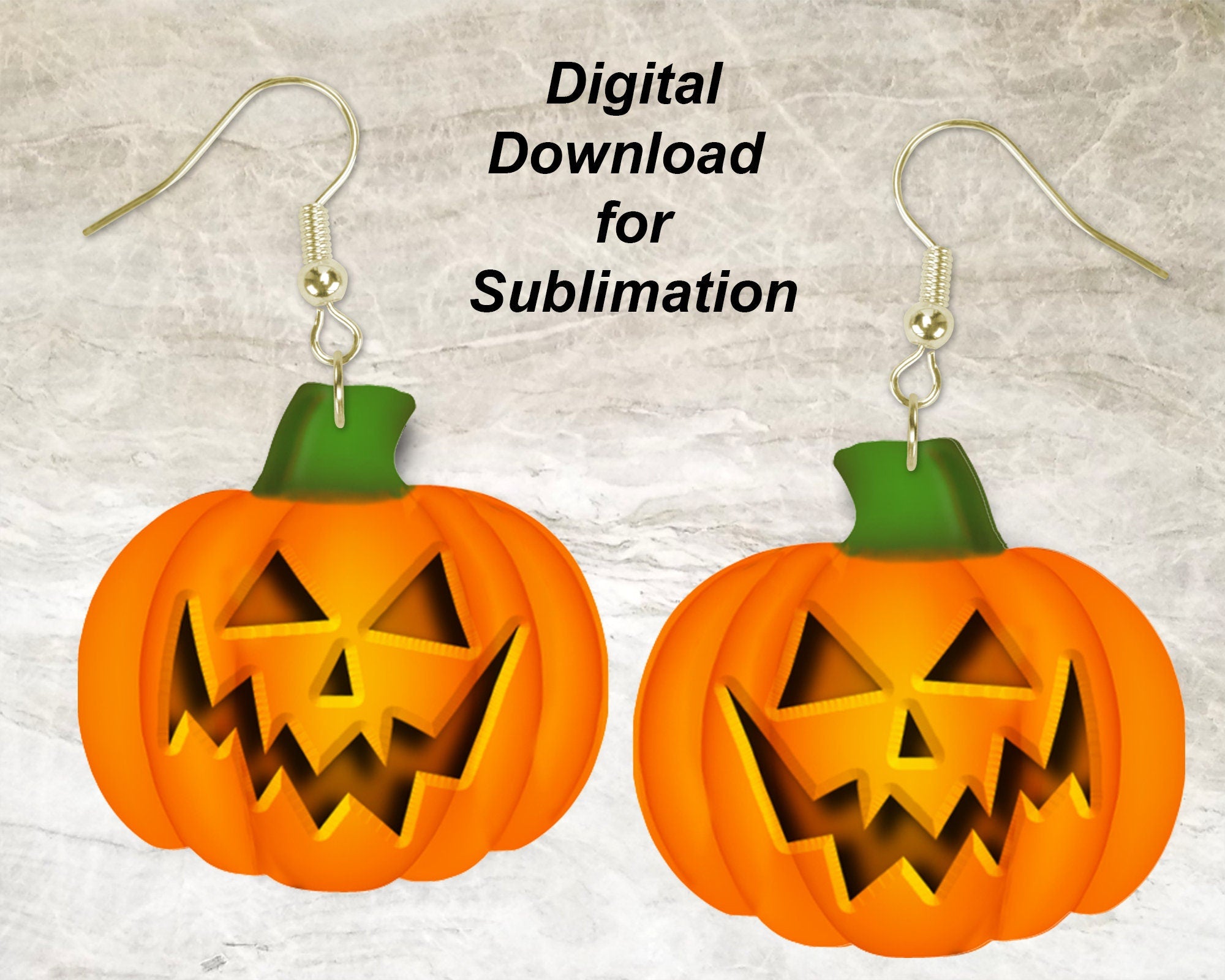 Smiling Jack O'Lantern Pumpkin Printable Earring Sublimation Design | Digital Download 300 dpi PNG JPG | Ready to Print and Press Earring