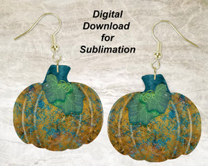 Mottled Blue Pumpkin Printable Earring Sublimation Design | Digital Download 300 dpi PNG JPG | Ready to Print and Press Earring