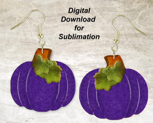 Purple Velvet Pumpkin Earring Sublimation Design | Digital Download | Printable Earrings | God Rocks®