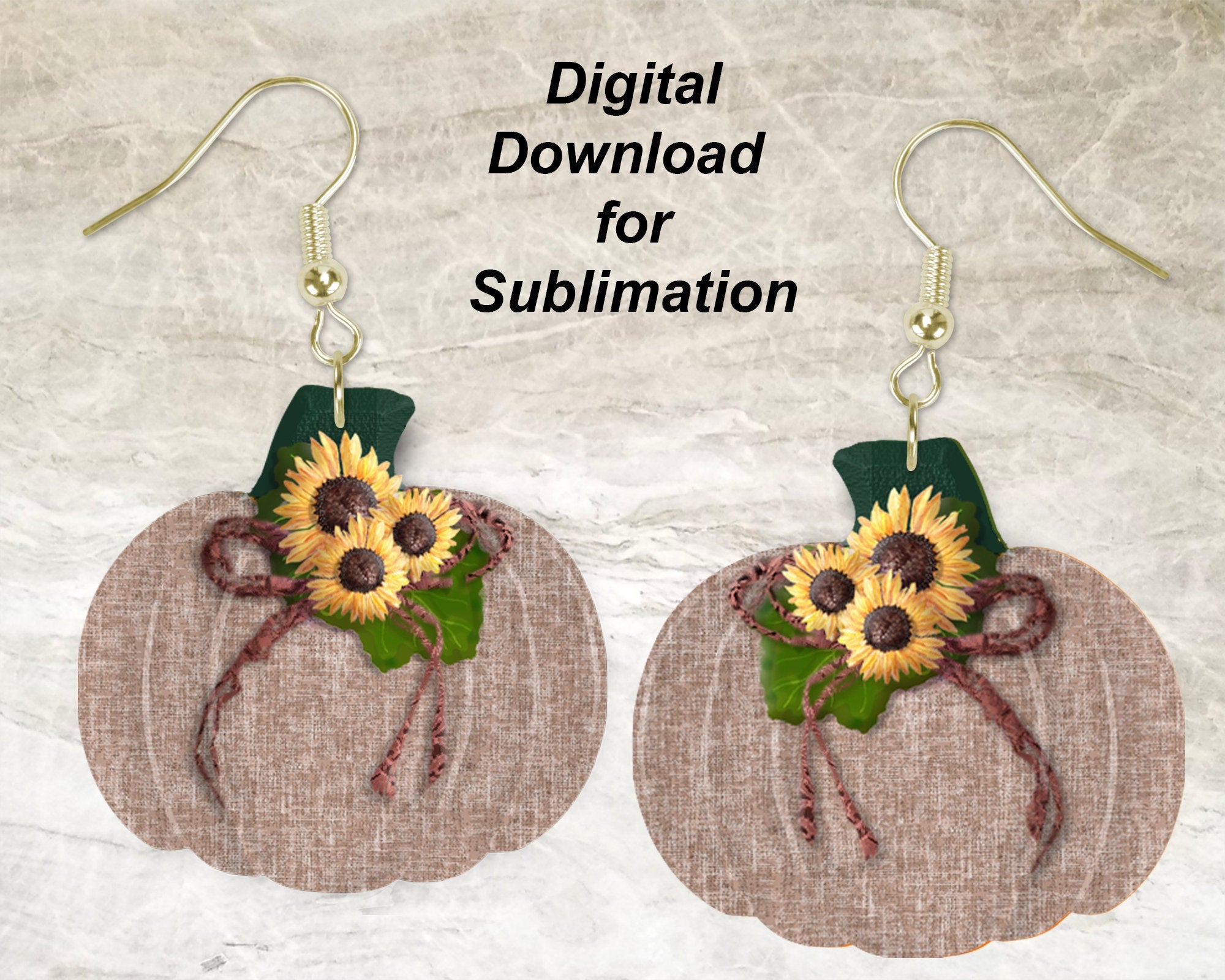 Burlap Pumpkin Printable Earring Sublimation Design | Digital Download 300 dpi PNG JPG | Ready to Print and Press Earring