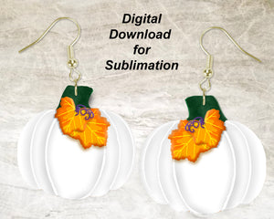 White Pumpkin Printable Earring Sublimation Design | Digital Download 300 dpi PNG JPG | Ready to Print and Press Earring