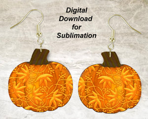 Embossed Pumpkin Printable Earring Sublimation Design | Digital Download 300 dpi PNG JPG | Ready to Print and Press Earring