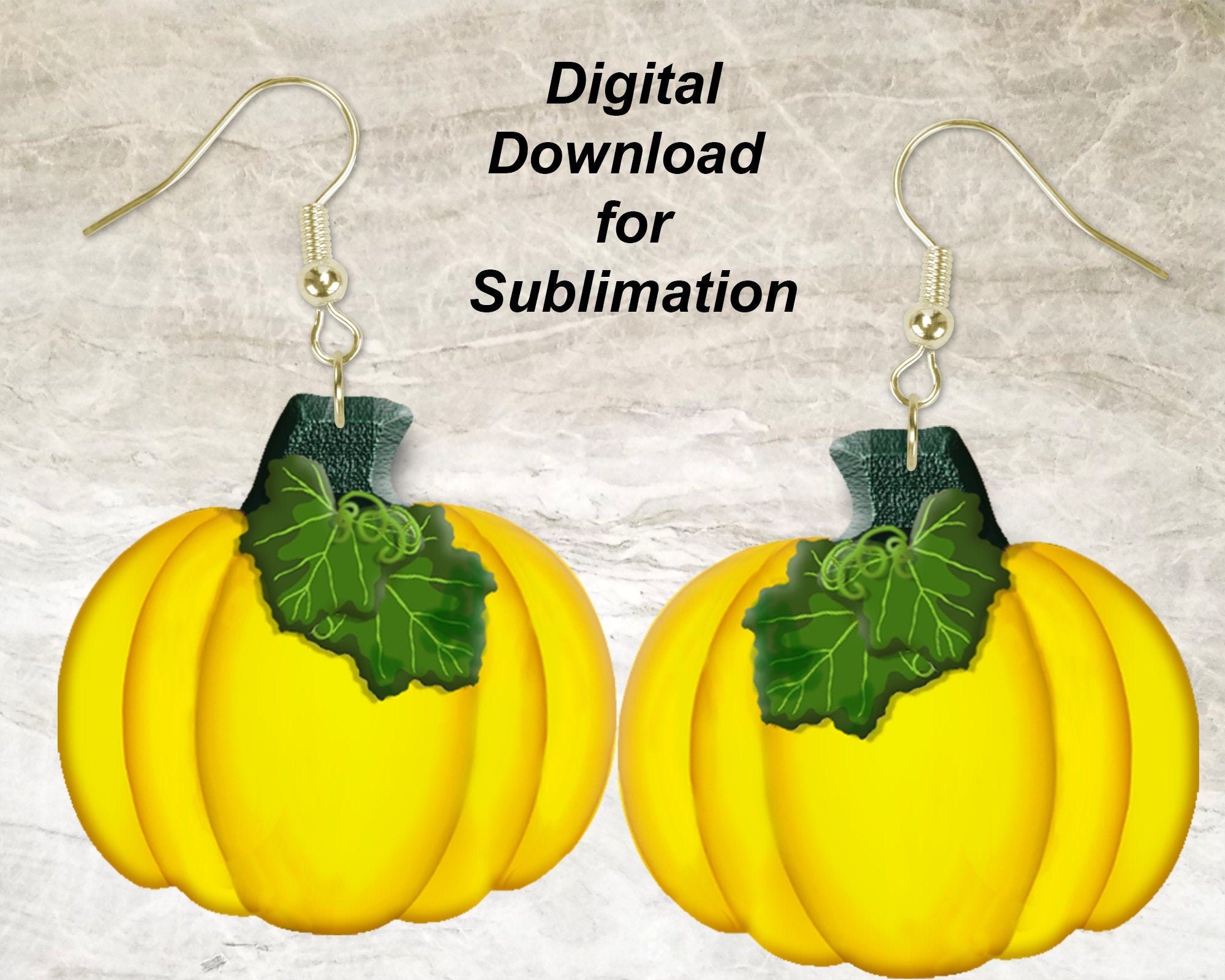 Yellow Pumpkin Printable Earring Sublimation Design | Digital Download 300 dpi PNG JPG | Ready to Print and Press Earring