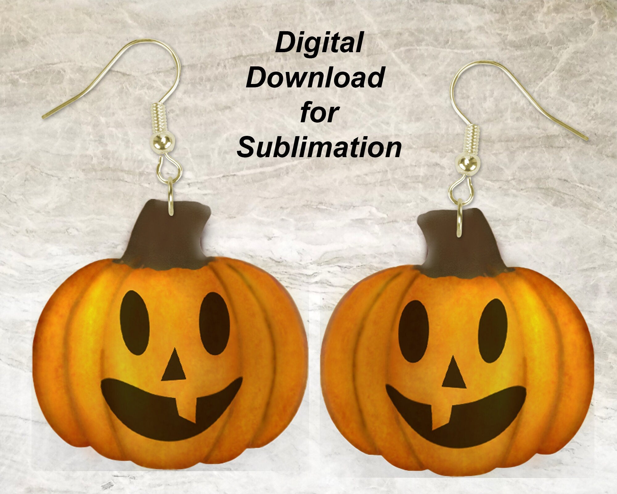 Watercolor Pumpkin with Face Printable Earring Sublimation Design | Digital Download 300 dpi PNG JPG | Ready to Print and Press Earring