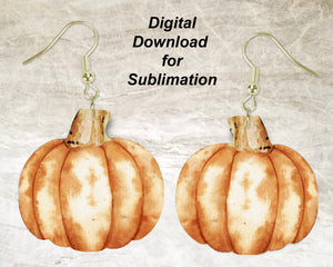 Brown Watercolor Pumpkin Printable Earring Sublimation Design | Digital Download 300 dpi PNG JPG | Ready to Print and Press Earring